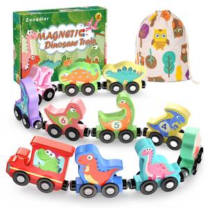 lot 32437 image: Zeoddler Toys for Toddlers, 11 Magnetic Wooden Dinosaur Train Set, Montessori Toys for Toddlers, Preschool Educational Material for Kids, Birthday Gifts for Boys, Girls - Retail $14