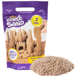 lot 42589 image: Kinetic Sand, 2lb Brown Play Sand, Moldable Sensory Toys for Kids, Resealable Bag (Packaging May Vary), for Ages 3 and up - Retail $10