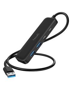 lot 42594 image: Dual USB C USB A 3.0 Hub 4 Ports USB Hub with 2 USB-C 3.0 and 2 USB-A 3.0, Ultra Slim Portable USB Splitter Adapter for Laptop, PS4, Flash Drive, HDD, Xbox, Printer, Keyboard, Computer Accessories - Retail $11