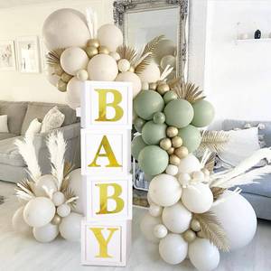 lot 42602 image: Baby Shower Decorations Baby Balloon Boxes Blocks with 30 Letters for DIY Boy Girl 1st Birthday, Teddy Bear Baby Shower, Bridal Shower, Gender Reveal Party Decoration by QIFU - Retail $22