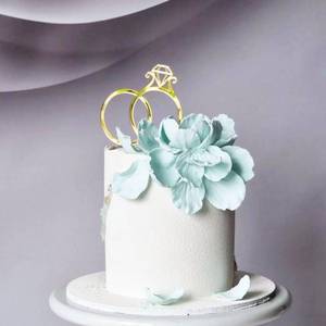 lot 42605 image: Gold Diamond Ring Cake Topper, Wedding Engagement Cake Decoration Sign Cake Charm for Anniversary Party Cake Decoration Party Supplies - Retail $7