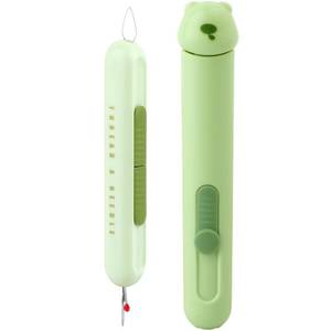 lot 42606 image: Automatic Needle Threaders Seam Ripper, Upgraded 3 in 1 Sewing Needle Threader Tool, 2Pcs Stretchable Quick Seam Rippers with Needle Storage for Hand Quilling, Embroidery Stitch Removal(Green) - Retail $6