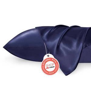 lot 42607 image: Bedsure Satin Pillowcases, Similar to Silk Pillow Cases Queen Size Set of 2, Pillow Case for Sleeping Women with Envelope Closure, Gifts for Women Men, Navy, 20x30 Inches, 2pcs - Retail $10