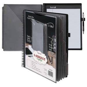 lot 42618 image: Samsill Spiral Folder Organizer - 5 Dividers & 10 Pockets with Notepad Holder, Multi Pocket Color Cordinated Folder Binder with Customizable Tabs, Document Organizer (Grey) - Retail $11