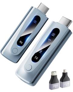 lot 42619 image: 2025 Latest Generation Wireless HDMI Transmitter and Receiver 4K - Upgraded Chipset & Extended Range 394FT120M, Plug&Play 2.4G5.8G Dual Band, 4K Decode 1080P60Hz, VideoAudio to Monitor from PC - Retail $51