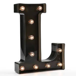 lot 42620 image: OYCBUZO Light Up Black Alphabet Marquee Letters Sign LED Marquee Number Lights Sign for Night Light Home Bar Christmas Lamp Birthday Party Wedding Decoration L - Retail $10