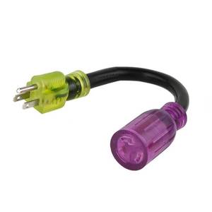 lot 14259 image: Reliance Controls 3009597 12 in. Color Connect 12-3 SJTW 125V Adapter Cord with Outlet, 2 Pack