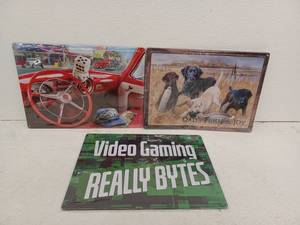 lot 14295 image: Lot Of 3 Metal Wall Decor Signs