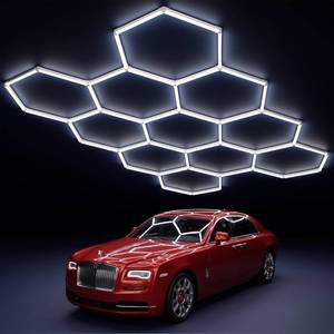 lot 1416 image: MODERN 11 Hexagon LED Garage Light, Ultra-Bright 6500K Natural White, 11 Grids for Garage, Mall, Shop, and Auto Detailing.