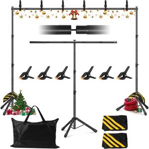 lot 1418 image: 3-in-1 Backdrop Stand Kit 10x8.5 ft for Photography Studio, T-Shape Backdrop Stand for Wedding Parties, Background Stand for Photo Video Studio with Carring Bag, 6 Clamps, 2 Sandbags