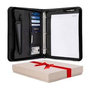 lot 1419 image: Forevermore Portfolios Portfolio Organizer - 3 Ring Binder with Notepad - 1.5 Inch Rings - Zippered Storage Pockets for Papers, Travel Documents, Presentation Folder, Cards, Passport, Tickets - Black
