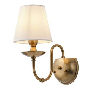 lot 1423 image: Aiwen Wall Lamps Polished Solid Brass Finish with EggshellWhite Flax Fabric Shade 1 Light