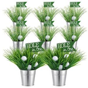 lot 1431 image: Acellegic 8 Set 162 Pcs Golf Party Table Decorations Sport Themed Party Centerpieces 8 Metal Bucket 24 Mini Golf 120 Artificial Grass 8 Flags and 2 Flower Mud for Sport Birthday Decor