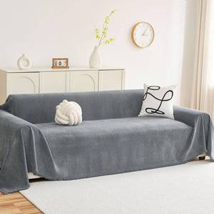 lot 1442 image: hyha Couch Cover for Dogs, Boho Sofa Covers for 3 Cushion Couch Washable, Chenille Sofa Slipcover for Pets, Soft Loveseat Sectional Couch Throw Blankets with Tassels (Grey, 88.5x150 Inch)