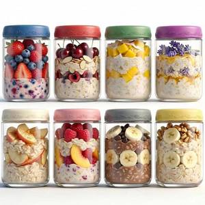 lot 1443 image: GLATABAM 18 OZ 8Pack, Overnight Oats Jars with Lids, Glass Meal Prep Containers, Airtight Mason Jars for Breakfast, Yogurt Parfait, Salad & Smoothies, Leakproof and Reusable Food Storage Jars(8Pack)