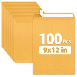 lot 1449 image: SUNEE 9 x12 Manilla Envelopes, 28lb Brown Kraft, Ultra Strong Quick-Seal Security Catalog Mailing Envelopes for Flat Letter Size Documents or Photos, 100 Count