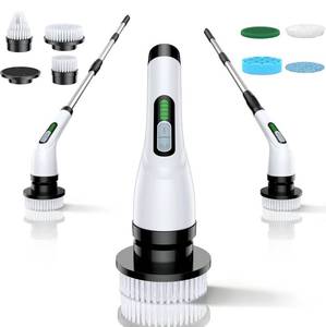 lot 1459 image: Electric Spin Scrubber for Bathroom Shower Scrubber with Long Handle, Dual Speed Cordless Power Cleaning Scrub, 7 Brush Heads, IPX7 Waterproof Heavy Duty Cleaner Tools for Tub Tile Grout Wall