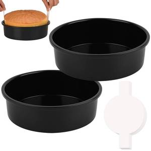 lot 1460 image: HUAKENER 10 Inch Cake Pan - Set of 2 Round Cake Pans with 70 Pieces Parchment Paper, Non-stick Cake Baking Pans, Dishwasher Safe