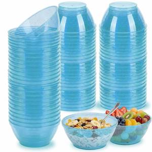 lot 1468 image: 100 Pack 6oz Glitter Blue Disposable Plastic Bowls, Glitter Small Bowls for Ice Cream, Candy, Salsa, Fruit. Great for Mothers Day, Parties, Birthday, Weddings, Baby Showers, Holiday Events ( Blue)