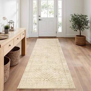 lot 1469 image: MIULEE 2x6 Washable Hallway Runner Rug, Vintage Long Rug for Hallway Kitchen Bedroom Laundry Room Bathroom, Non-Slip Stain Resistant Soft Throw Carpet Floor Mat, Neutral Beige