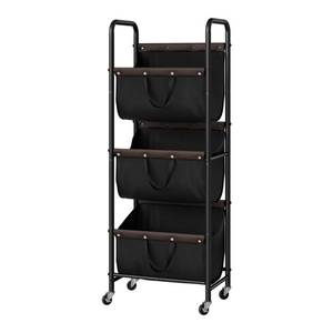 lot 1472 image: GRANNY SAYS 3 Tier Laundry Sorter, Laundry Basket with Wheels, Laundry Room Organization and Storage, 3 Section Rolling Laundry Cart for Dorm, Bathroom, Bedroom, Closet, Black