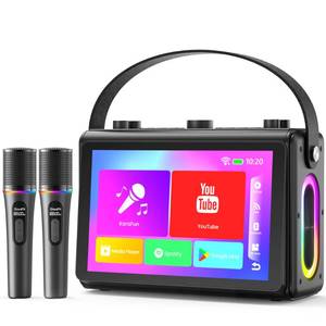 lot 1478 image: Karaoke Machine for Adults, Built-in 10.1 HD Lyrics Screen, Supports WiFi Bluetooth HDMI USB and TF, Portable Karaoke Player with 2 Wireless Microphones for Home Party Family Gathering