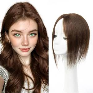 lot 2020 image: Real Human Hair Topper for Women, Clip in Short 8Inch Dark Brown Hair Topper with Real Scalp, Small Lightweight Secure Hold Topper for Thinning HairReceding Hairline, Seamless Blend Daily Wear