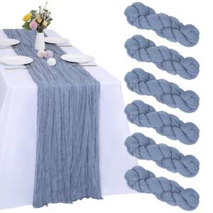 lot 2024 image: RestfulGlow 6 Pack Dusty Blue Cheesecloth Table Runner 10FT Cheese Cloth Boho Fabric Table Runner 35 x 120 Inch Rustic Sheer for Spring Holiday Wedding Baby Shower Party Decoration(Dusty Blue)