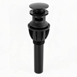 lot 2033 image: DOLGABA Universal Bathroom Sink Drain with Overflow, Pop Up Drain Stopper for Vanity Vessel Sink Anti-Clogging Strainer with Hair Catcher, Push and Seal Design, Matte Black