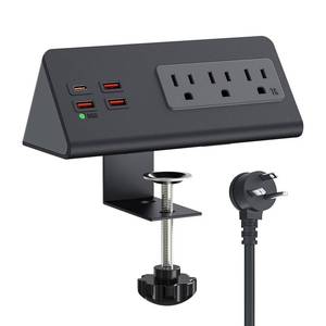 lot 2046 image: Nightstand Charging Station with PD 20W USB C, Nightstand Edge Power Strip with 3 AC Outlets, 4 Fast Charging USB Ports, Connect 6.56FT Flat Plug, Desk Surge Protector for Office Home Hotel, Black