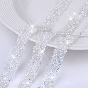 lot 2055 image: Self Adhesive Pearls Rhinestone Ribbon Roll, 5 Rolls 5 Yards Sparkling Rhinestone Strips, 0.47 Inch Wide Bling Diamond AB Crystal Trim for DIY Crafts & Wedding