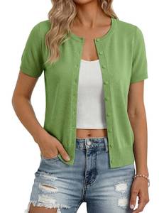 lot 2058 image: GRACE KARIN Women Short Sleeve Cardigan Sweaters, Summer Cropped Shrug, Fashion Tops for Women Trendy Forest Green M