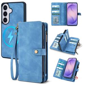 lot 2411 image: TwoHead for Samsung Galaxy S26 Wallet Case with Card Holder, Detachable Magnetic Phone Case for S26,PU Leather All-Round Protective Phone Case Wallet with Wrist Strap(6.3 in,Sky Blue)