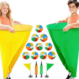 lot 2420 image: EFCRBS Granny Pants Yard Game for Kids (31.5 in 24 in), 2Pcs Granny Pants Outdoor Games with 10 Bouncy Balls, 2 Pumps & Flags, Granny Pants Game for Family Carnival Party Reunion Gathering (Small)