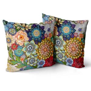lot 2421 image: Snycler Boho Floral Throw Pillow Covers Set of 2 Colorful Boho Flower Decorative Cushions Pillowcase for Bedroom Sofa Home Decor, 20x20 Inch, Velvet, Short Plush