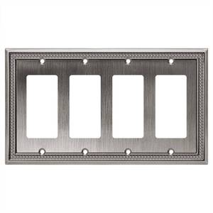 lot 2428 image: Henne Bery Sunken Pearls Heavy Duty Decorative Wall Plate Switch Plate Outlet Cover (Quad Decorator, Heirloom Silver)