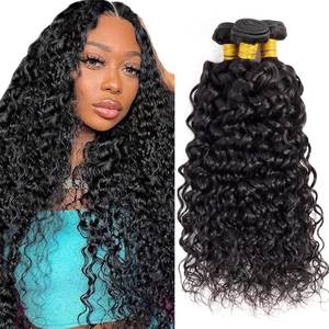 lot 2433 image: Bundles Human Hair Water Wave Human Hair Bundles 24 26 28 Inch Unprocessed Brazilian Natural Black Wet and Wavy Bundle