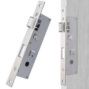 lot 2437 image: MaxxGeek Flat Slot Storm Door Handle Complete Set, Mortise Keyed Lever Mount Latch with Deadbolt for Screen and Storm Doors (Brushed Nickel)