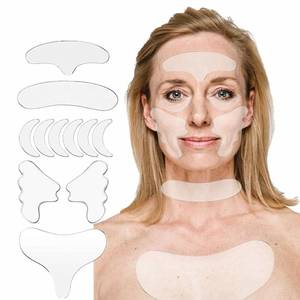 lot 2446 image: YIshiQI Neck Wrinkle Patches Chest Wrinkle Pads Pack of 4 -Antiwrinkle Silicone Pad- Silicone Facial Neck Sheet Reusable and Washable Wrinkle Patches Moisturizing for Treatment While Sleeping