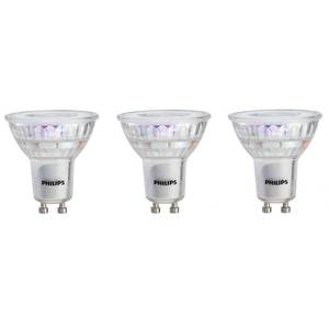 lot 2448 image: Philips LED GU10 Dimmable Spotlight Bulb - Pack of 3 - 50 Watts, Bright White - Energy Star Certified, Title 20 Compliant