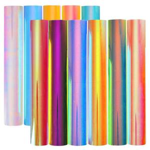 lot 2460 image: Stardustworkx Opal Holographic Heat Transfer Vinyl 11 Pack Holographic Iron on Vinyl Rainbow Vinyl Glitter HTV Metallic HTV Sheets Chameleon Iridescent 11.4X9.8 for Cricut Silhouette Heat Press
