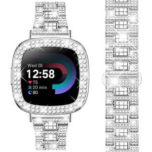 lot 2466 image: Dsytom Bling Stylish Watch Band Compatible with Fitbit Versa 4Fitbit Sense 2Fitbit Versa 3Fitbit Sense, Cute Watch Strap with Rhinestone Protective Case Cover for Women