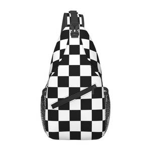 lot 2480 image: LOSTORCHI Checkered Crossbody Sling Bags for Women Men Checkerboard with Black and White Squares Travel Sling Backpack Casual Chest Shoulder Bag Abstract Geometric Pattern Gym Sports Hiking Daypack