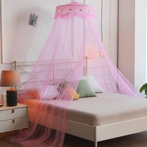lot 2483 image: VISATOR Mosquito Net Bed Canopy for Girls,King Canopy Bed Curtains Queen Size from Ceiling,Dome Mosquito Netting Bed Tent Twin Girls Canopy Bed Decor for Baby Crib,Kid Bed and Adult Beds (Pink Dome)