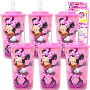 lot 2493 image: Disney Minnie Mouse Sippy Cup Set - 6 Pack Minnie Tumbler with Straw Bundle With Mickey Stickers and Princess Door Hanger (Minnie Cup for Toddlers Kids Adults)