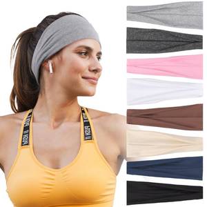 lot 2497 image: Headbands for Women �� 8 Pack Wide Elastic Hair Bands, Soft Stretchy Non-Slip Sweatbands for Workouts, Yoga, Washing Face & Daily Wear