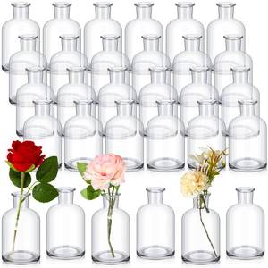 lot 3328 image: Lallisa 30 Pcs 4 Inches Small Glass Bud Vases Bulk Mini Flower Vases for Centerpieces Decorative Glass Bottles Vintage Rustic Decoration for Wedding Dining Table Home Decor