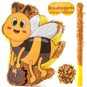lot 3333 image: VINTS Bee Pi�ata Large Kids Bee Pi�ata with Blindfold Stick Confetti for Bee Themed Party Girl Boy Birthday Party Decoration(15.7�12.5�3.5in)