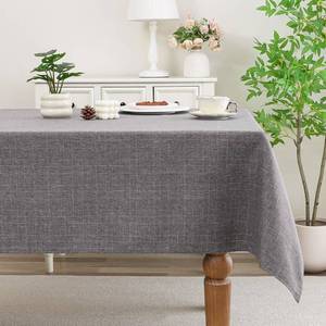 lot 4011 image: cusugbaso Grey Tablecloth, Faux Linen Waterproof & Stain Resistant Table Cloth Rectangle Table - Farmhouse Fabric Cover for DiningPartyWedding (Oblong, 60 x 84 Inch (6-8 Seats), Grey)