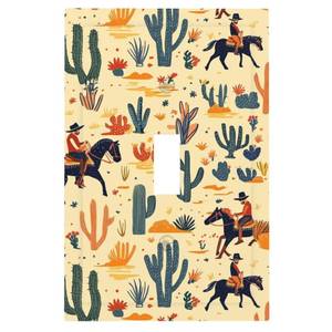 lot 4039 image: Buyidec Wild West Cowboy 1 Gang Single Toggle Outlet Light Switch Wall Plate Cover Decorative Electrical Face Receptacle Cover Plate with Screws